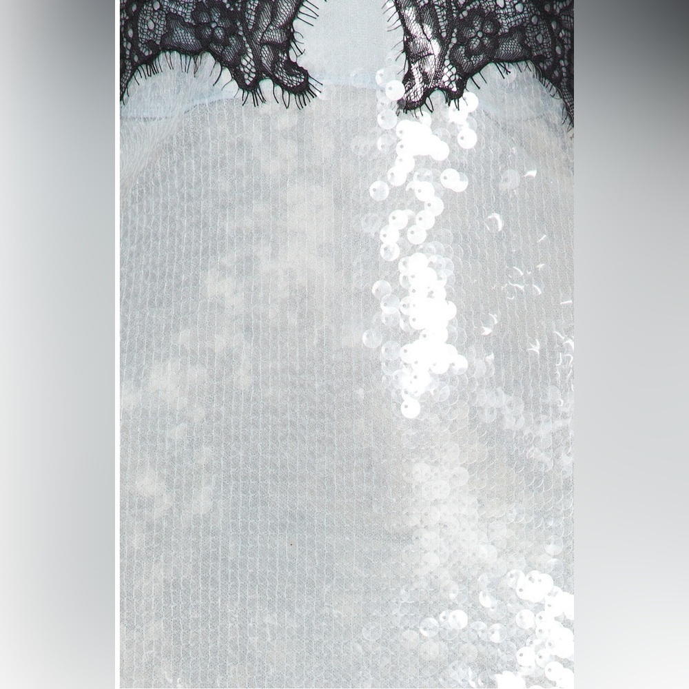 Retrofete Ellen Sequin Dress Midi Icy Blue Strapless - Picture 8 of 11